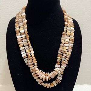 Peyote Bird Artisan Genuine Gemstone 3 Strand 24" Necklace Sterling Silver Clasp